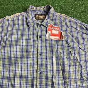 Dr Luckys Laboratory Short Sleeve Button Down Collar Shirt Mens L Blue Green NWT